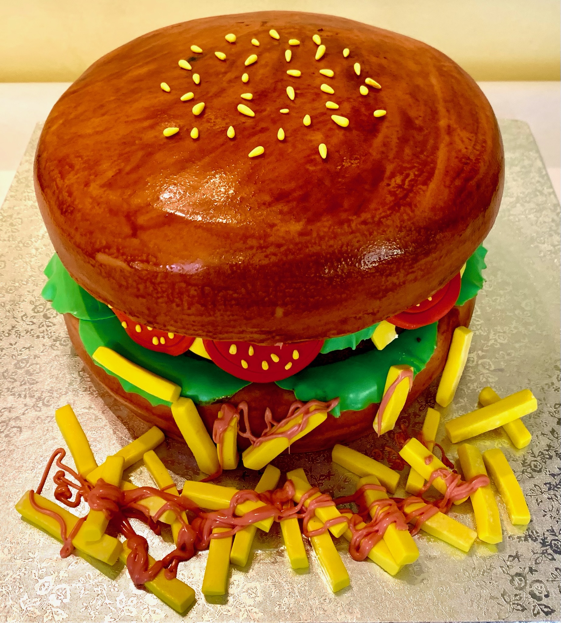 Torta 1 Piano Rotonda Hamburger Patatine Fritte