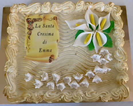 Torta Rettangolare Panna Oro Cresima Emma