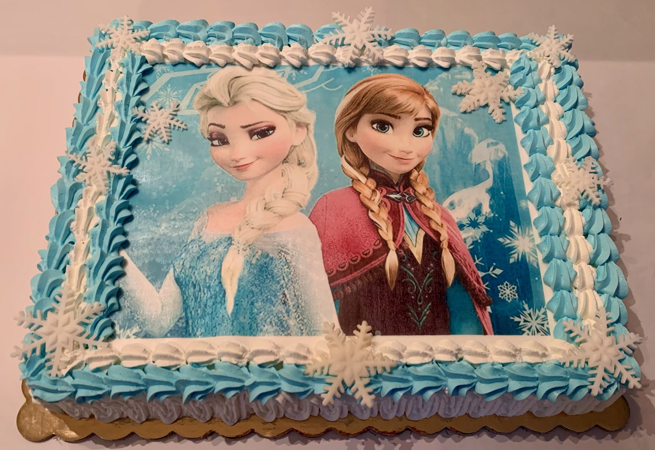 Torta Cialda Celeste Bianca Frozen Elsa Anna