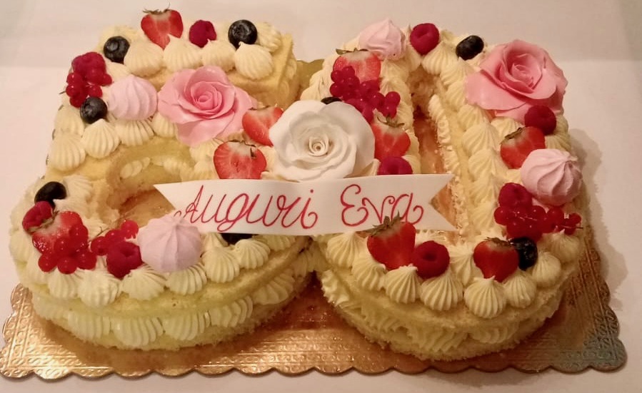 Cream Tart Numero 80 Frutta Rose Auguri Eva