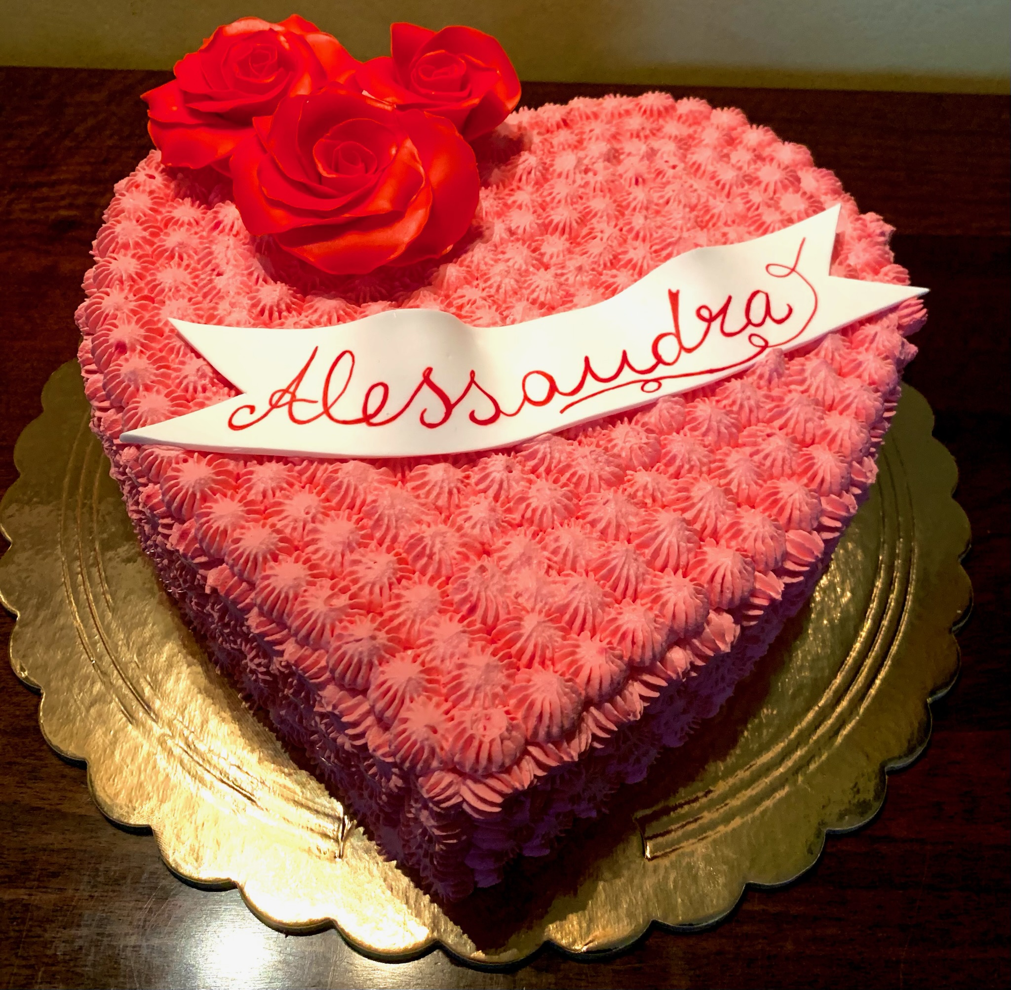 Torta Cuore Rosa Rose Rosse Alessandra