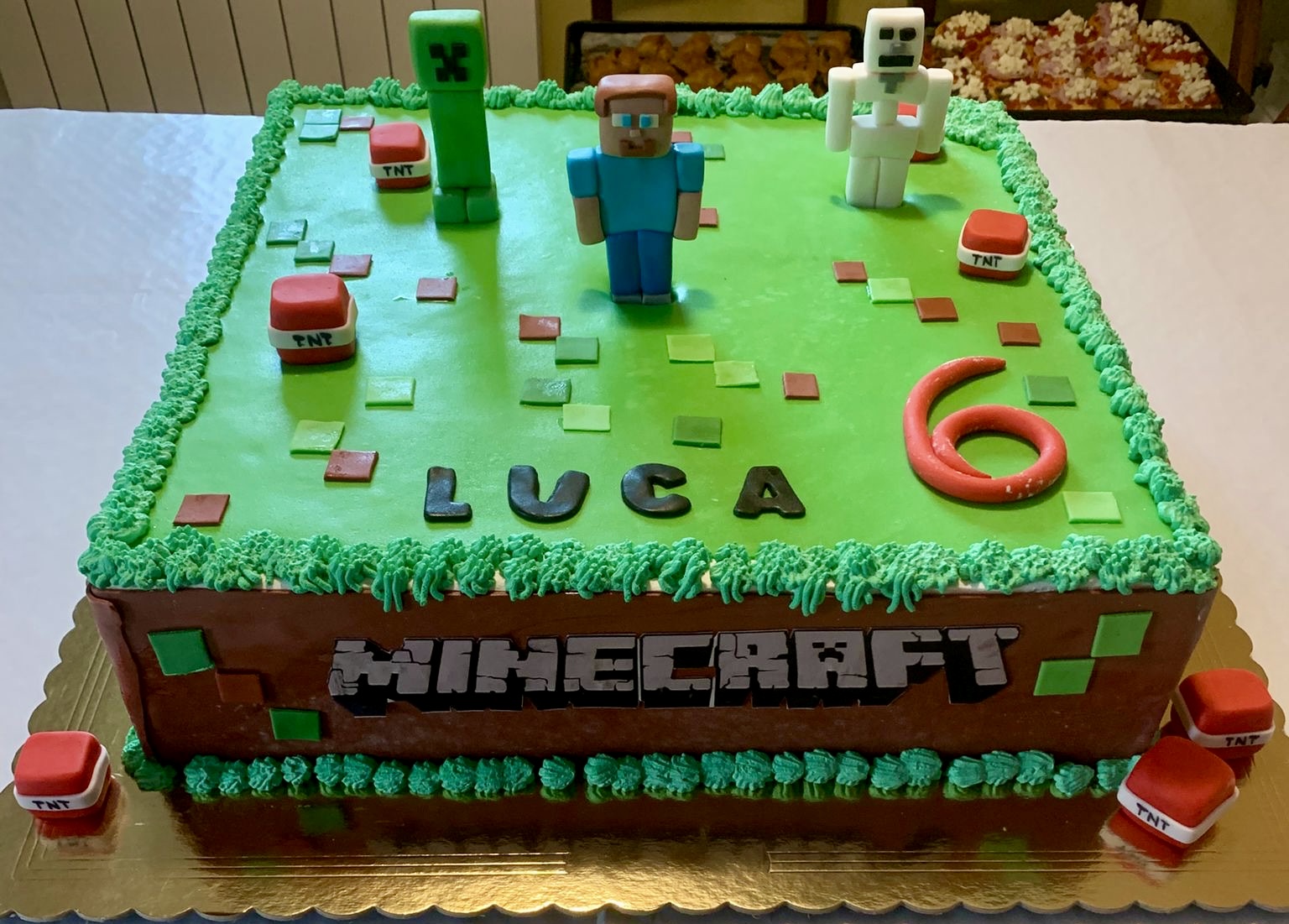 Torta Minecraft Luca 6 Anni Creeper Scheletro