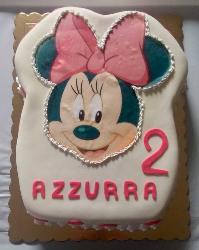 Torta Minnie Mouse Viso Azzurra 2 Anni