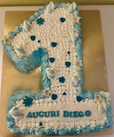 Torta Numero 1 Azzurra Bianca Cuori Diego