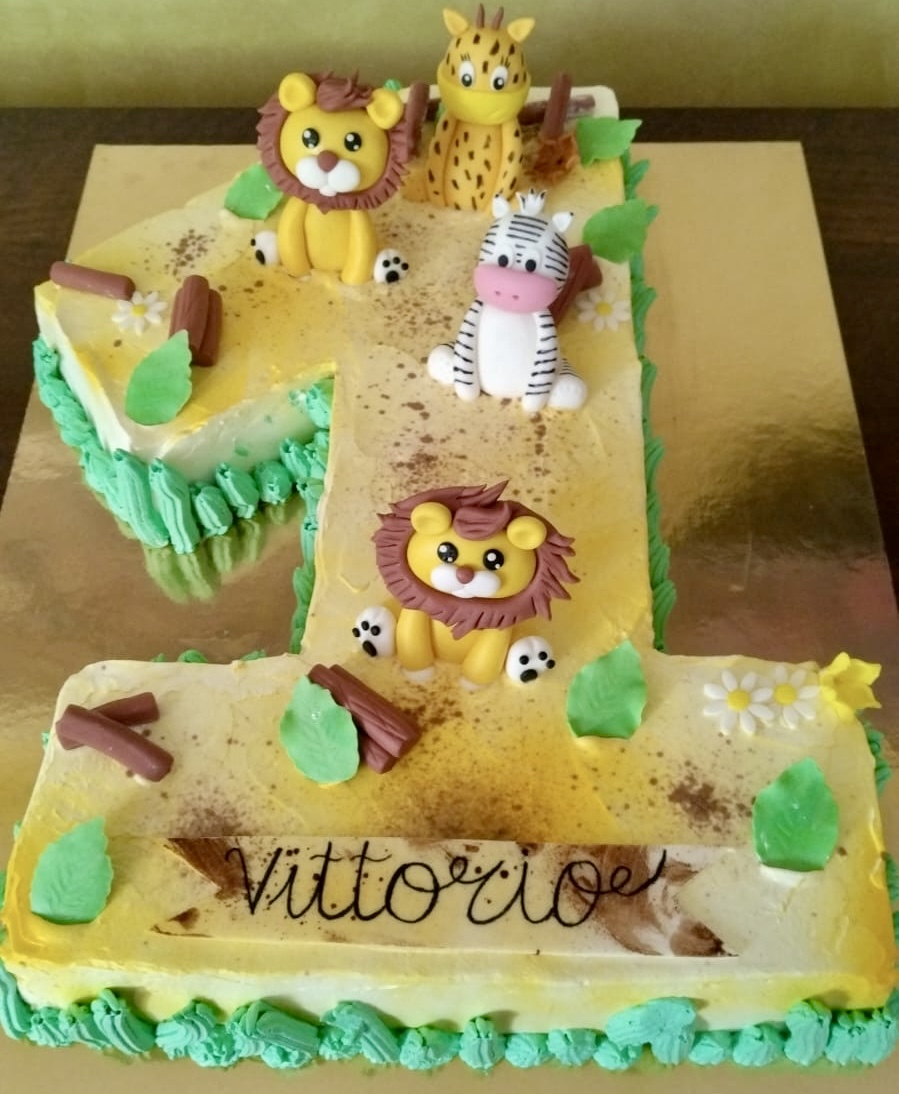 Torta Numero 1 Safari Vittorio Leone Giraffa Zebra