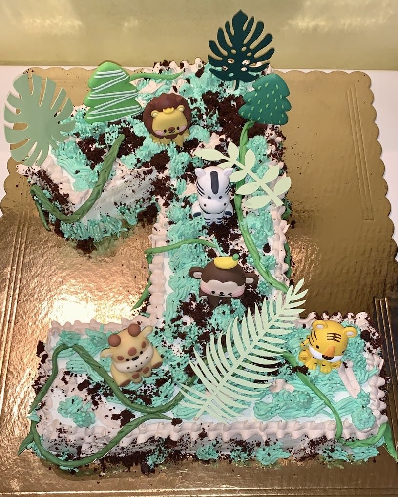 Torta Numero 2 Giungla Animali Azzurra