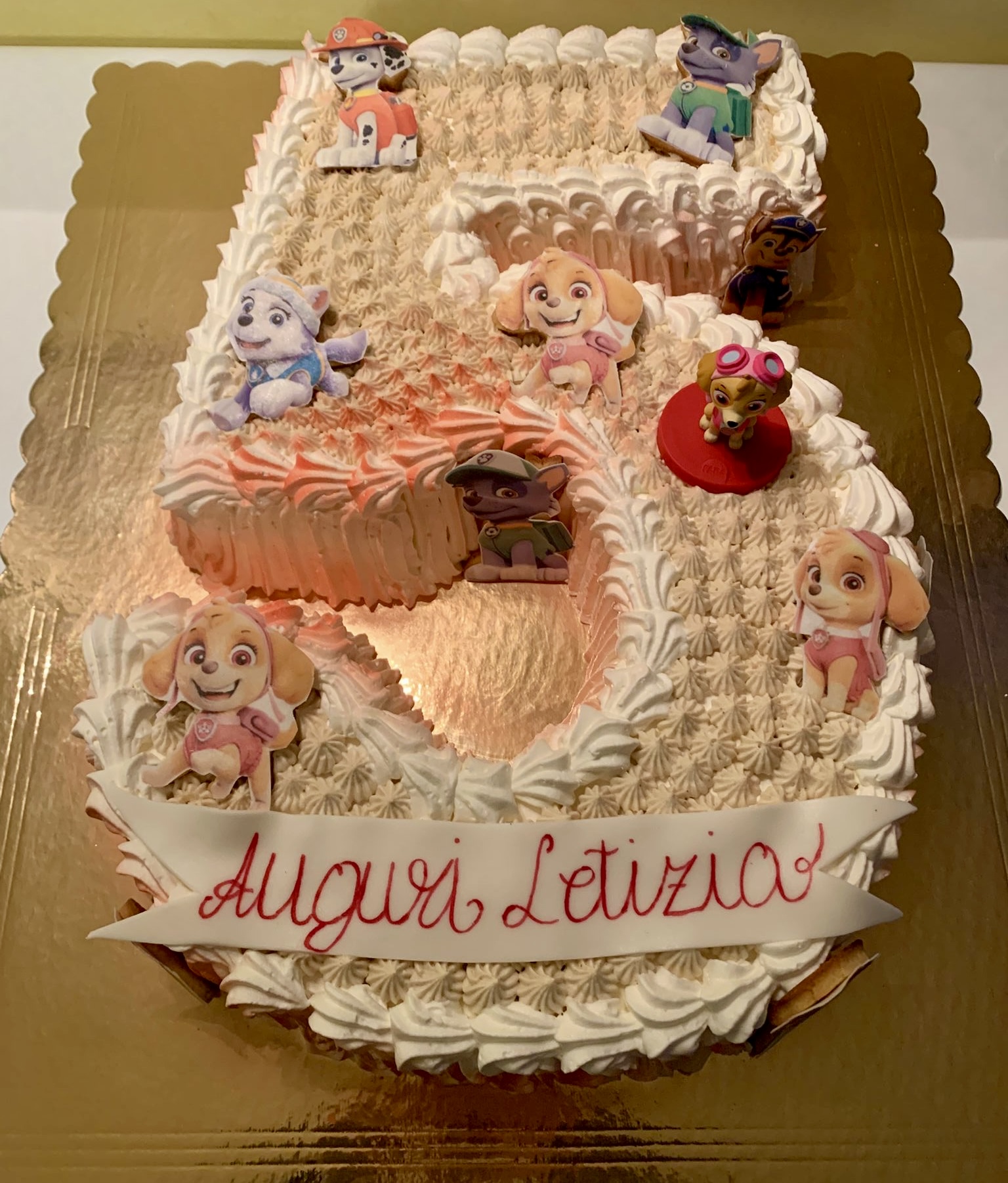 Torta Numero 6 Paw Patrol Rosa Auguri Letizia