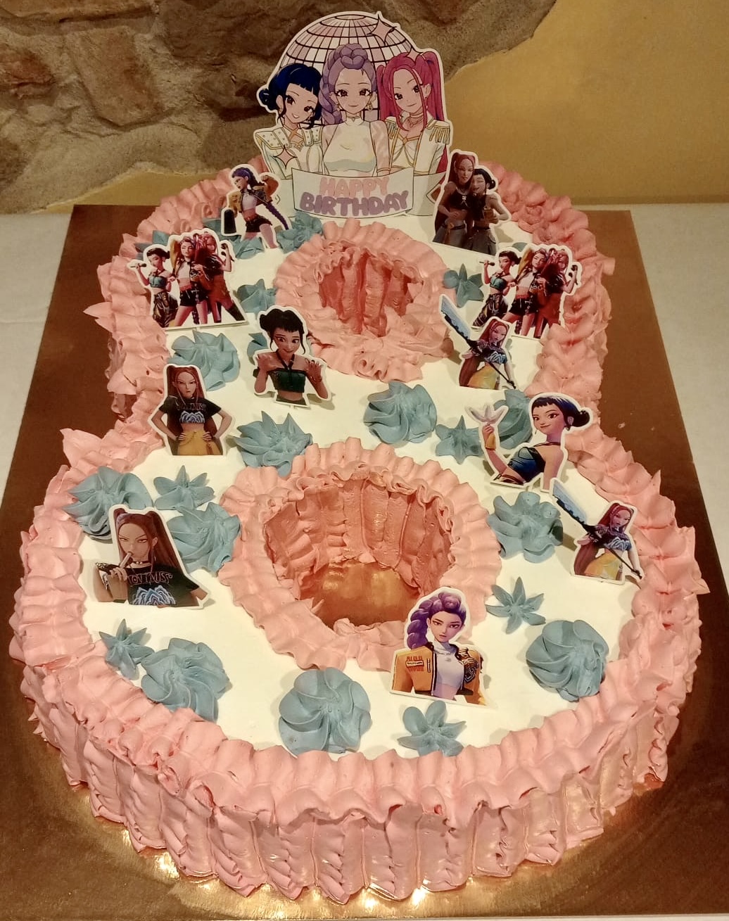 Torta Numero 8 Rosa Personaggi Anime Happy Birthday