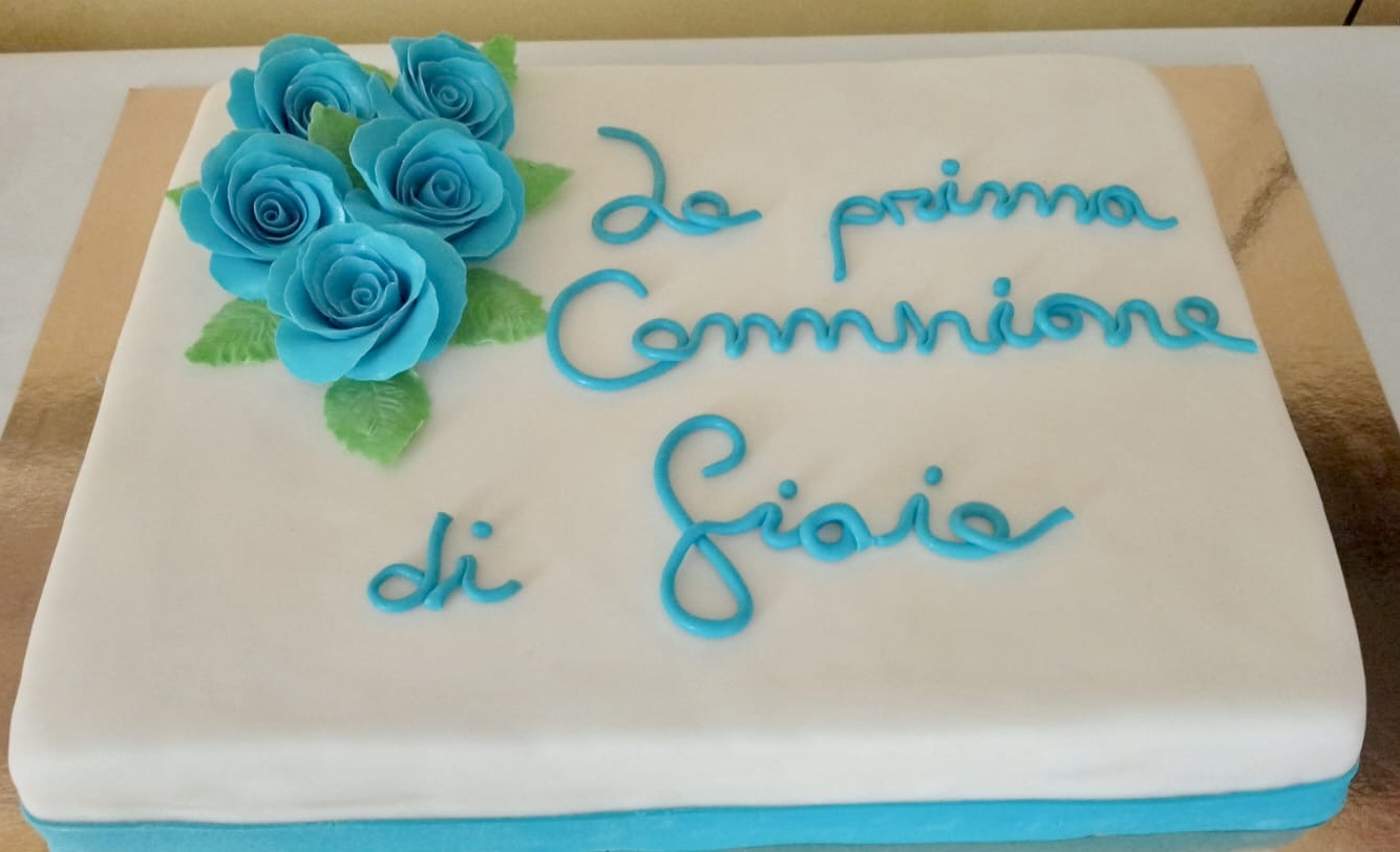 Torta Prima Comunione Rose Azzurre Gioie