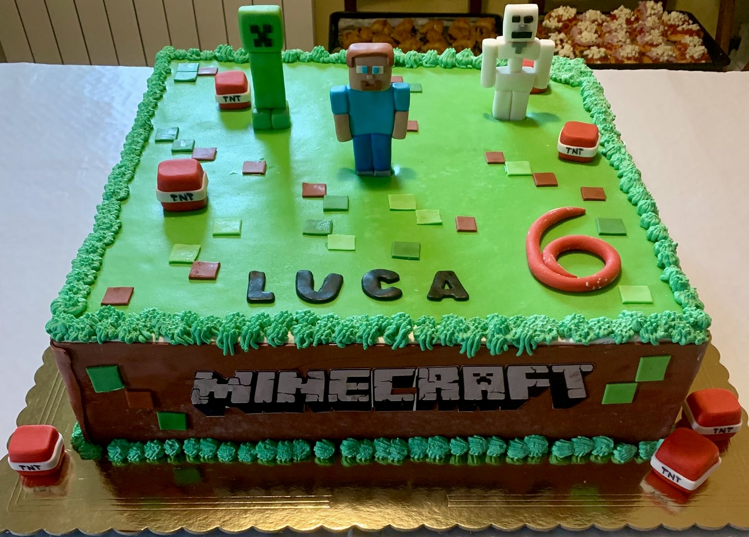 Torta Quadrata Minecraft Verde Marrone Luca 6