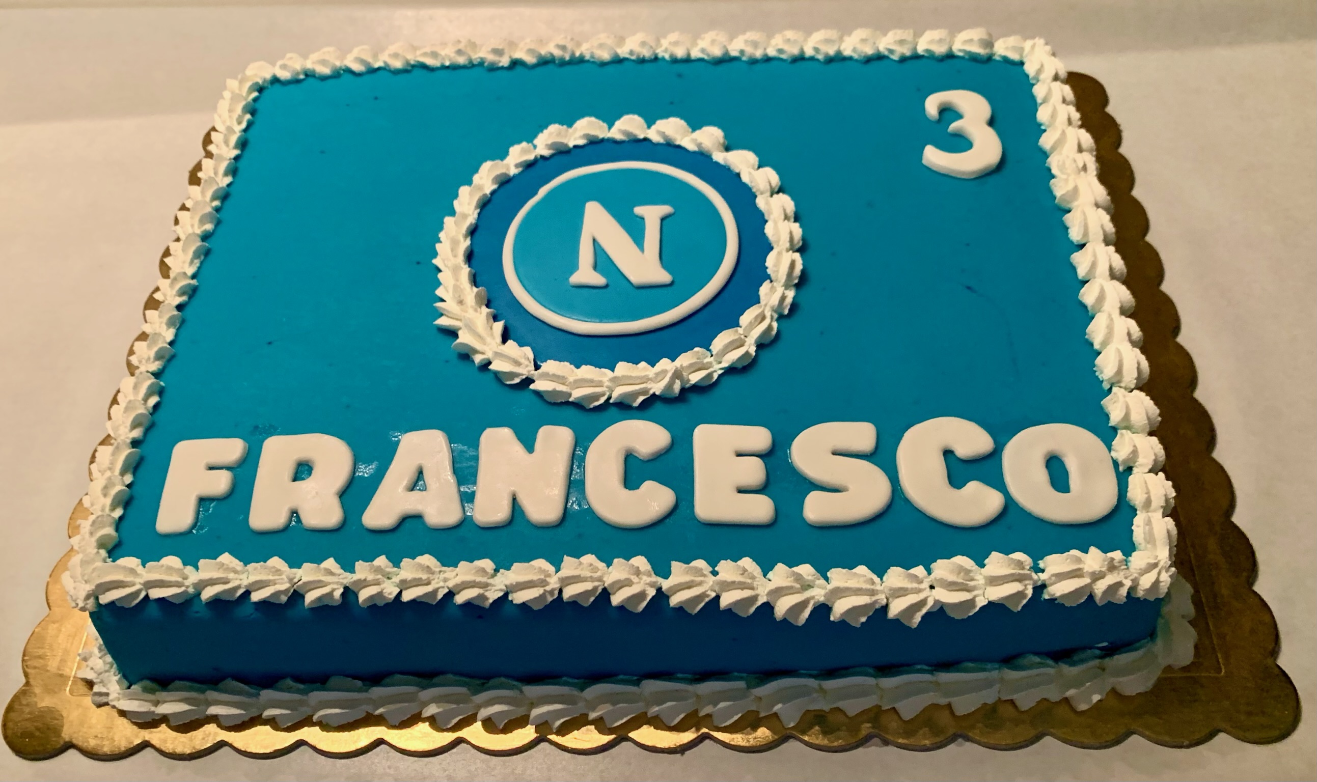 Torta Rettangolare Azzurra Napoli Scudetto Francesco 3anni