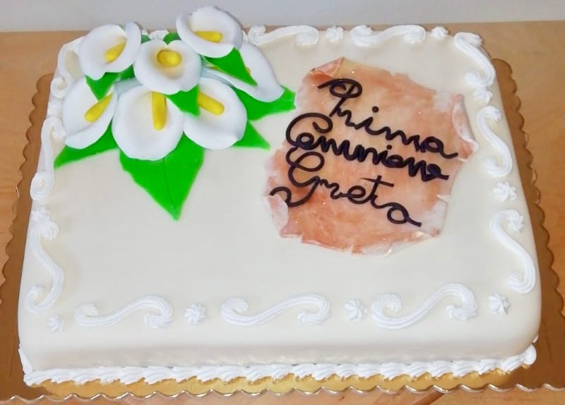 Torta Rettangolare Bianca Prima Comunione Calle Greta