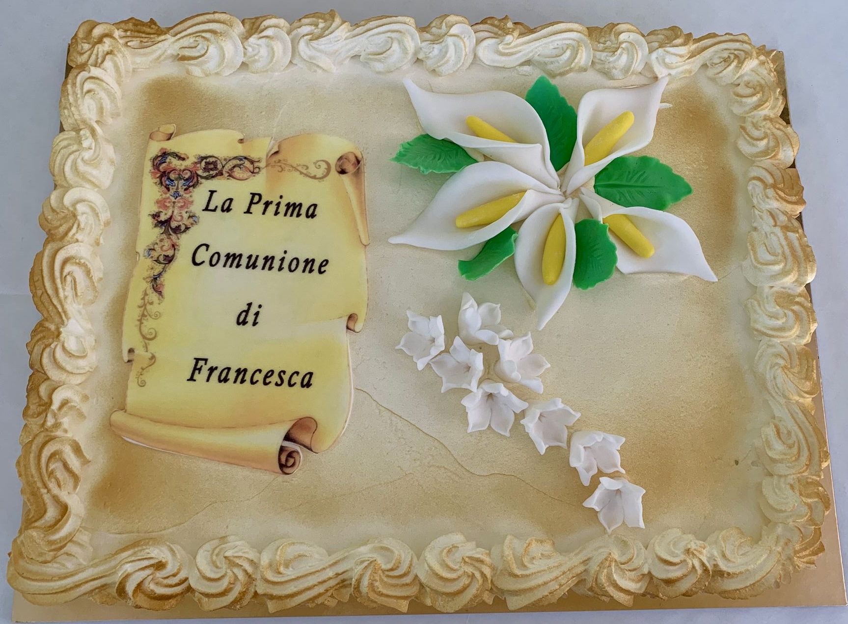 Torta Rettangolare Comunione Oro Calle Francesca