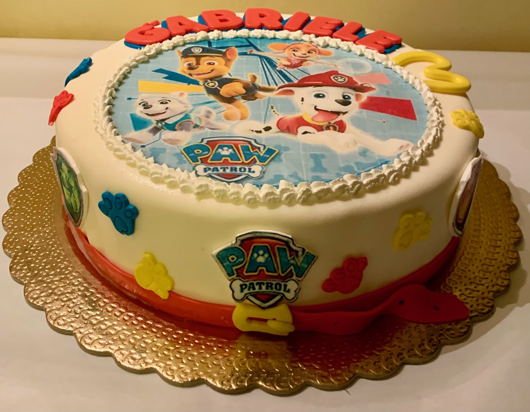 Torta Rotonda Bianca Paw Patrol Gabriele