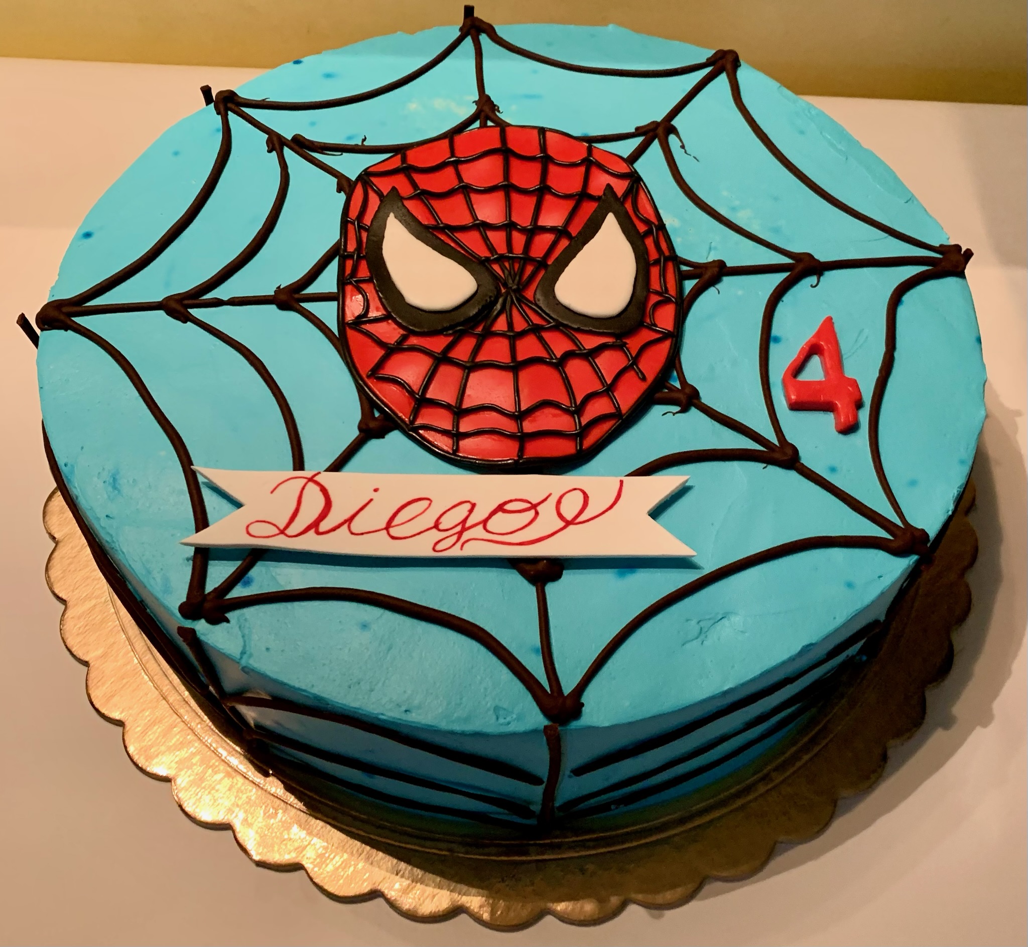 Torta Rotonda Celeste Spiderman Diego 4anni