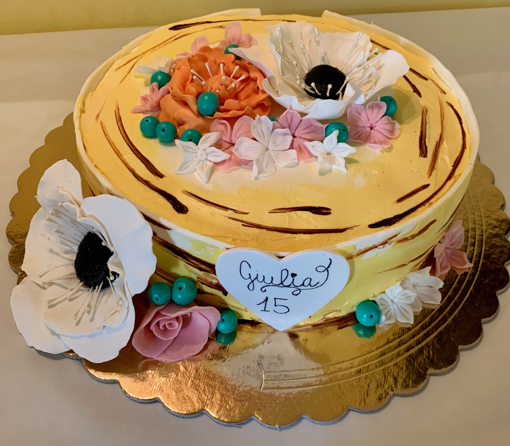 Torta Rotonda Gialla Naked Fiori Giulia 15