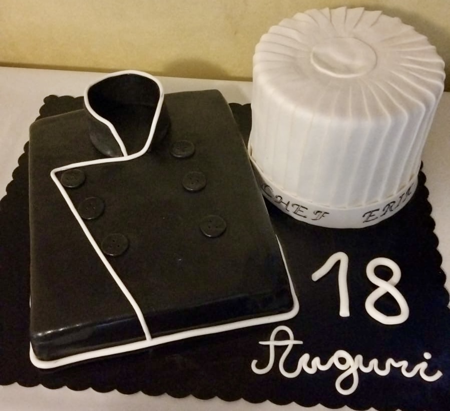 Torta Sagomata Giacca Chef Cappello Nero Bianco 18