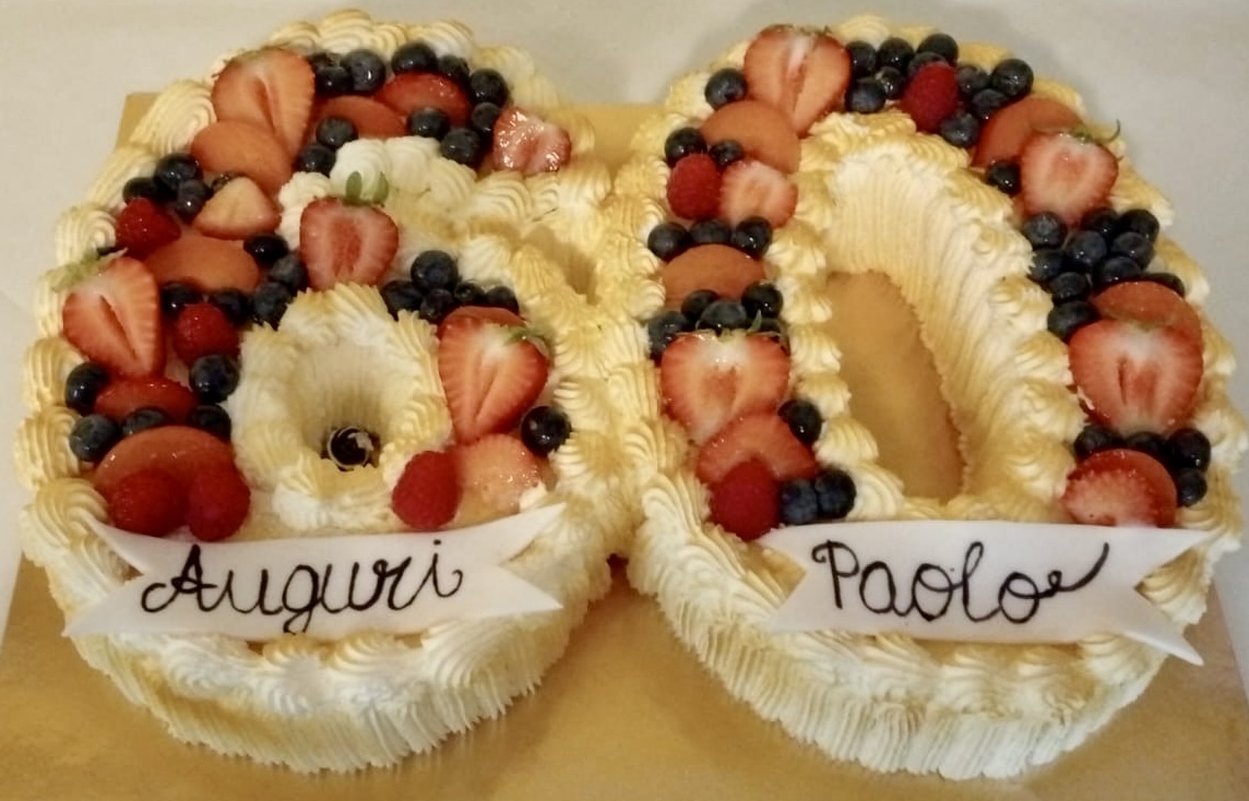 Torta Numero 60 Crema Frutta Auguri Paolo