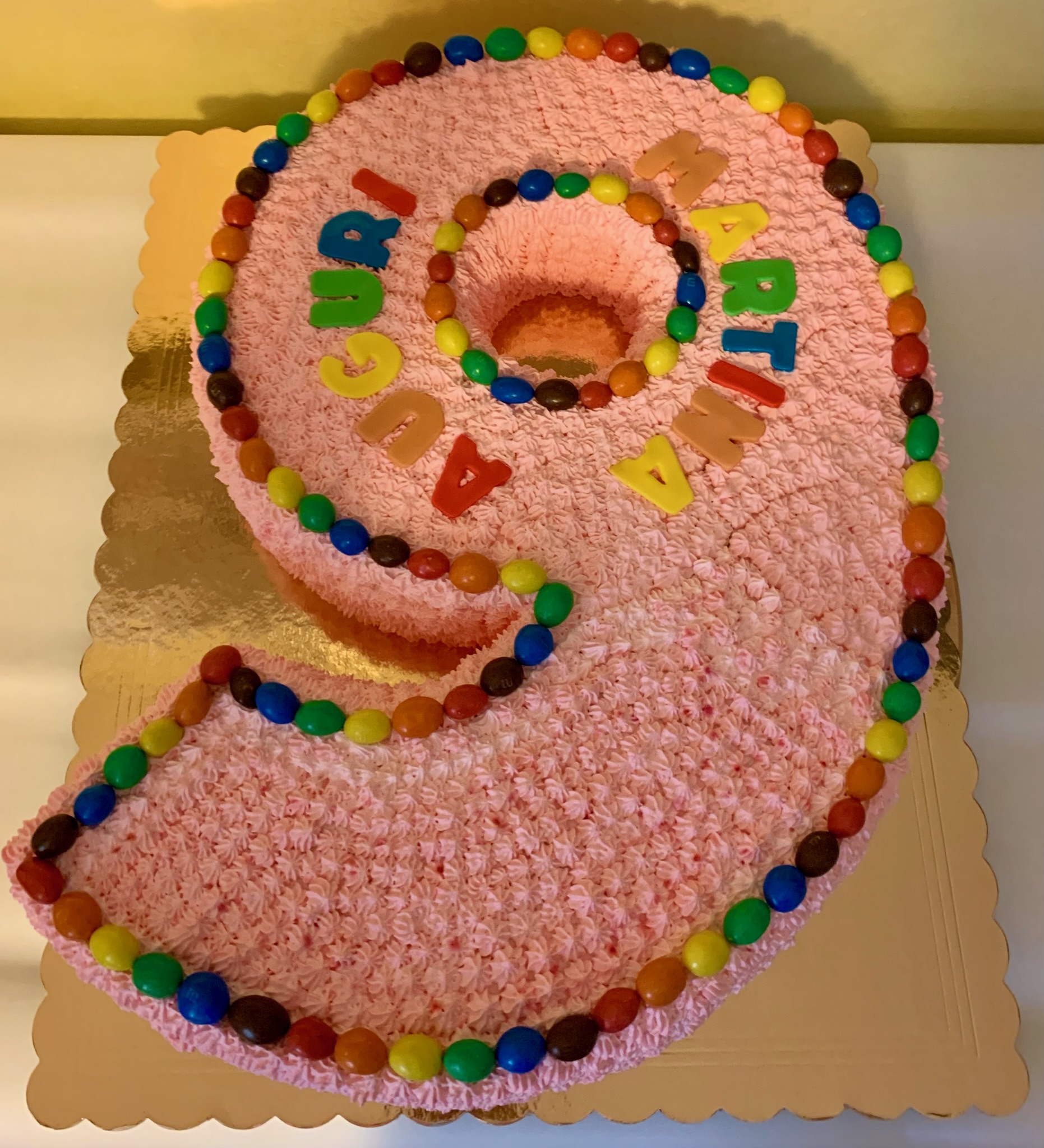 Torta Numero 9 Rosa Confetti Colorati Auguri Martina