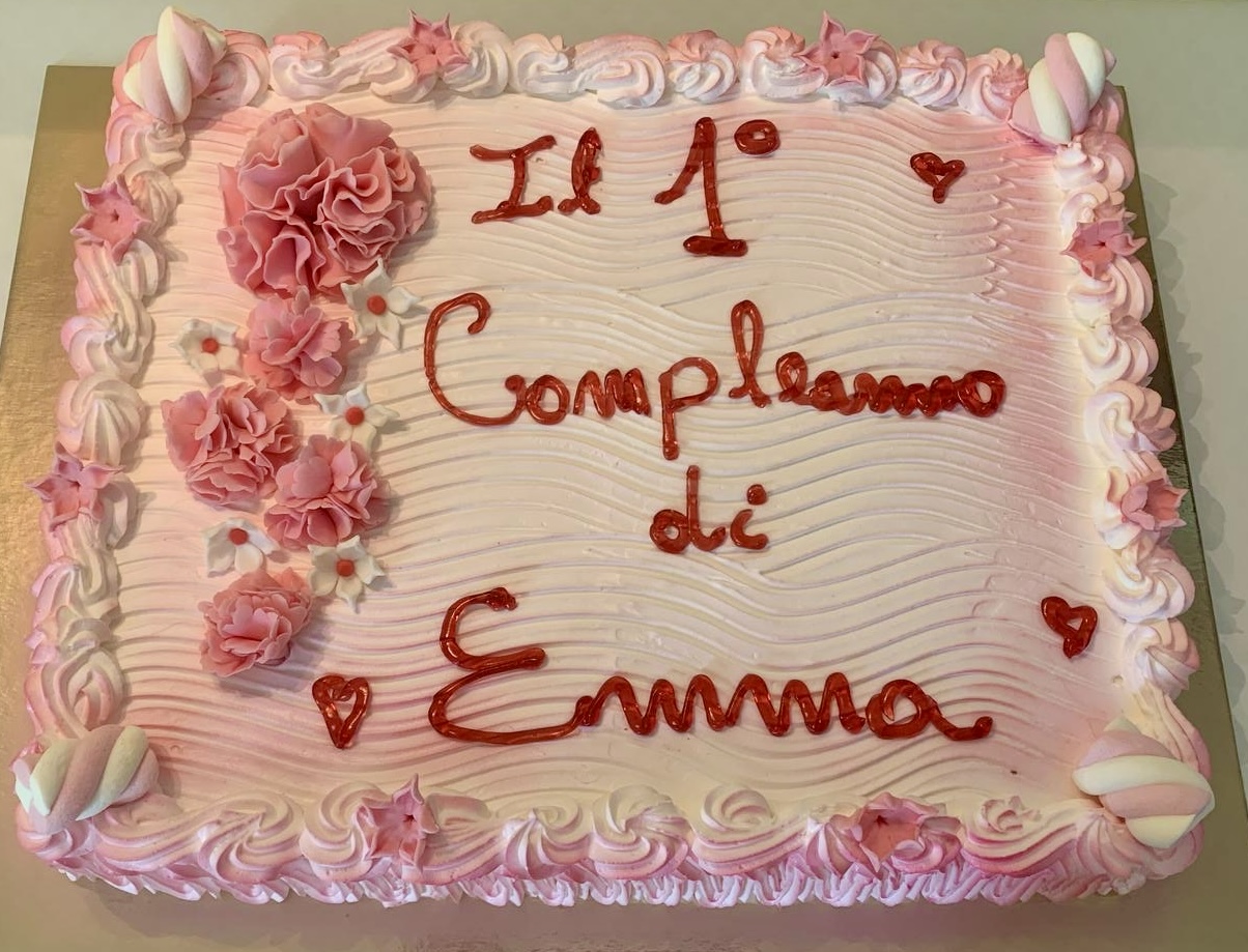 Torta Rettangolare Rosa Primo Compleanno Emma