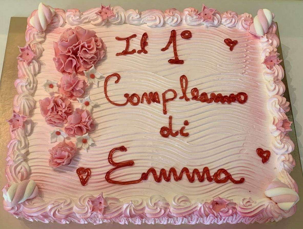 Torta Rettangolare Rosa Primo Compleanno Emma V2