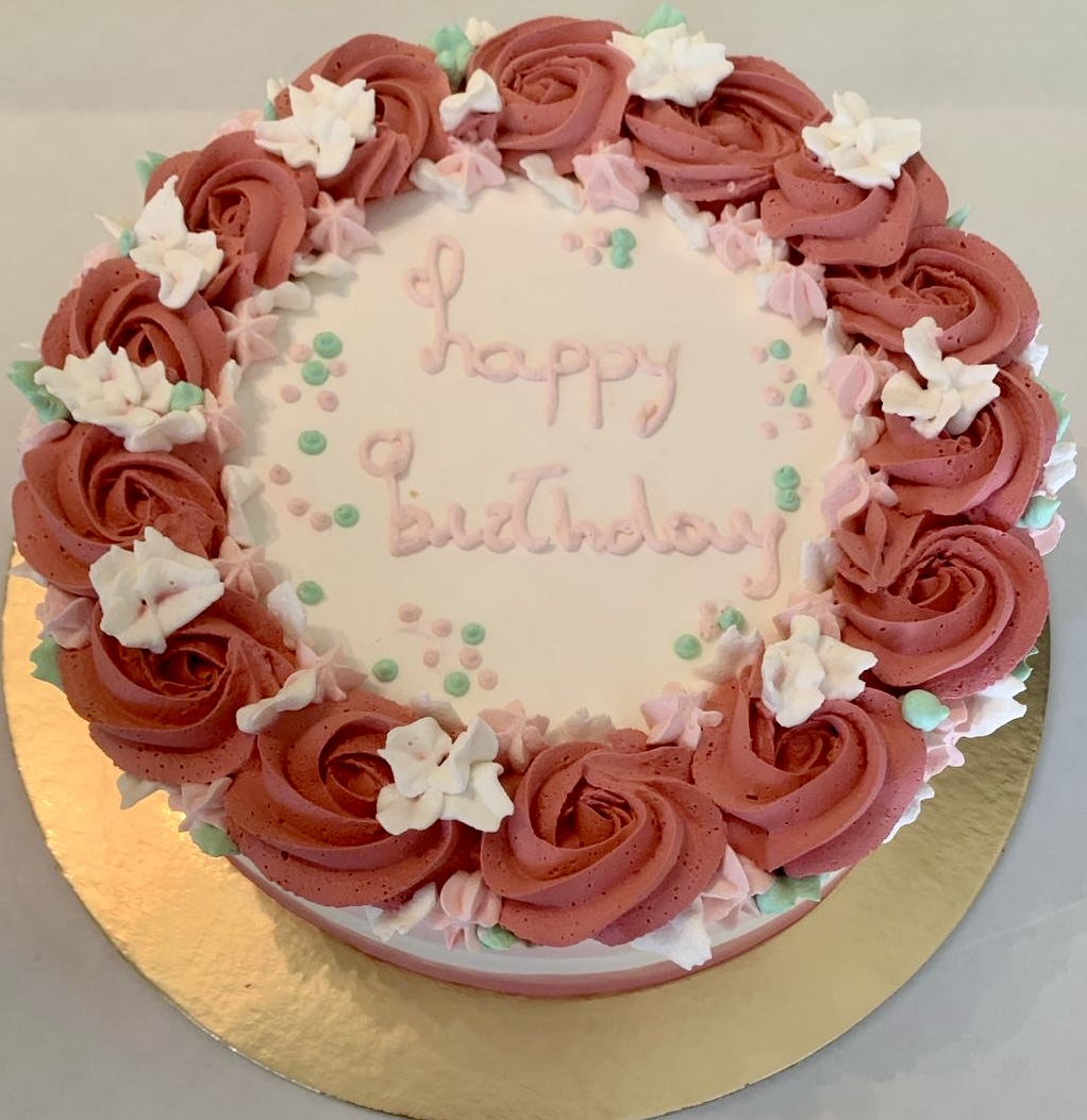 Torta Rosa Roselline Happy Birthday