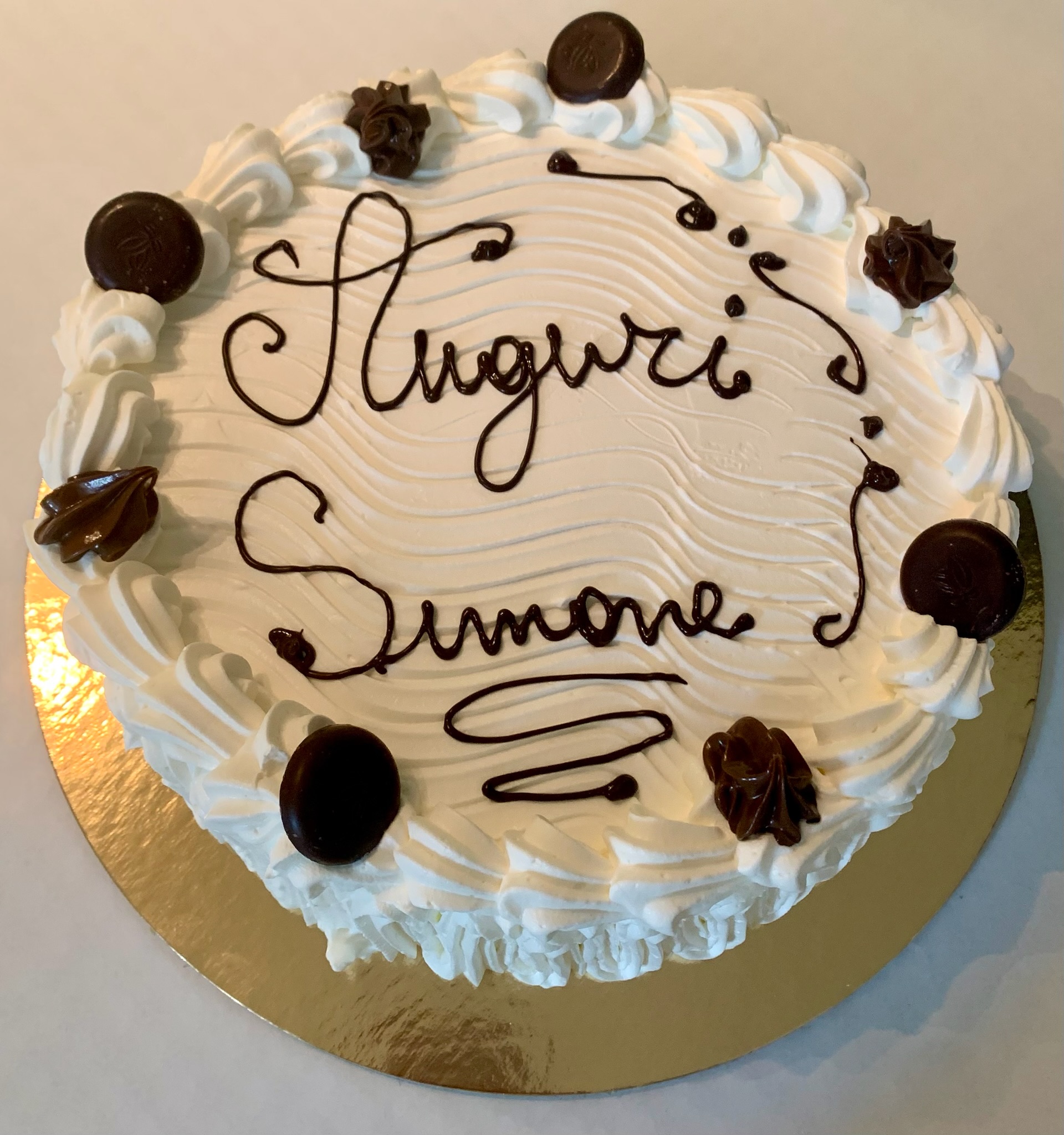 Torta Rotonda Bianca Cioccolato Auguri Simone